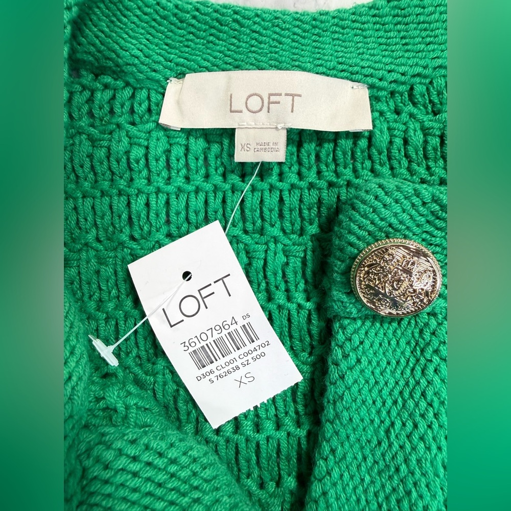 LOFT Vibrant Green Cardigan sweater jacket - Picture 6 of 7
